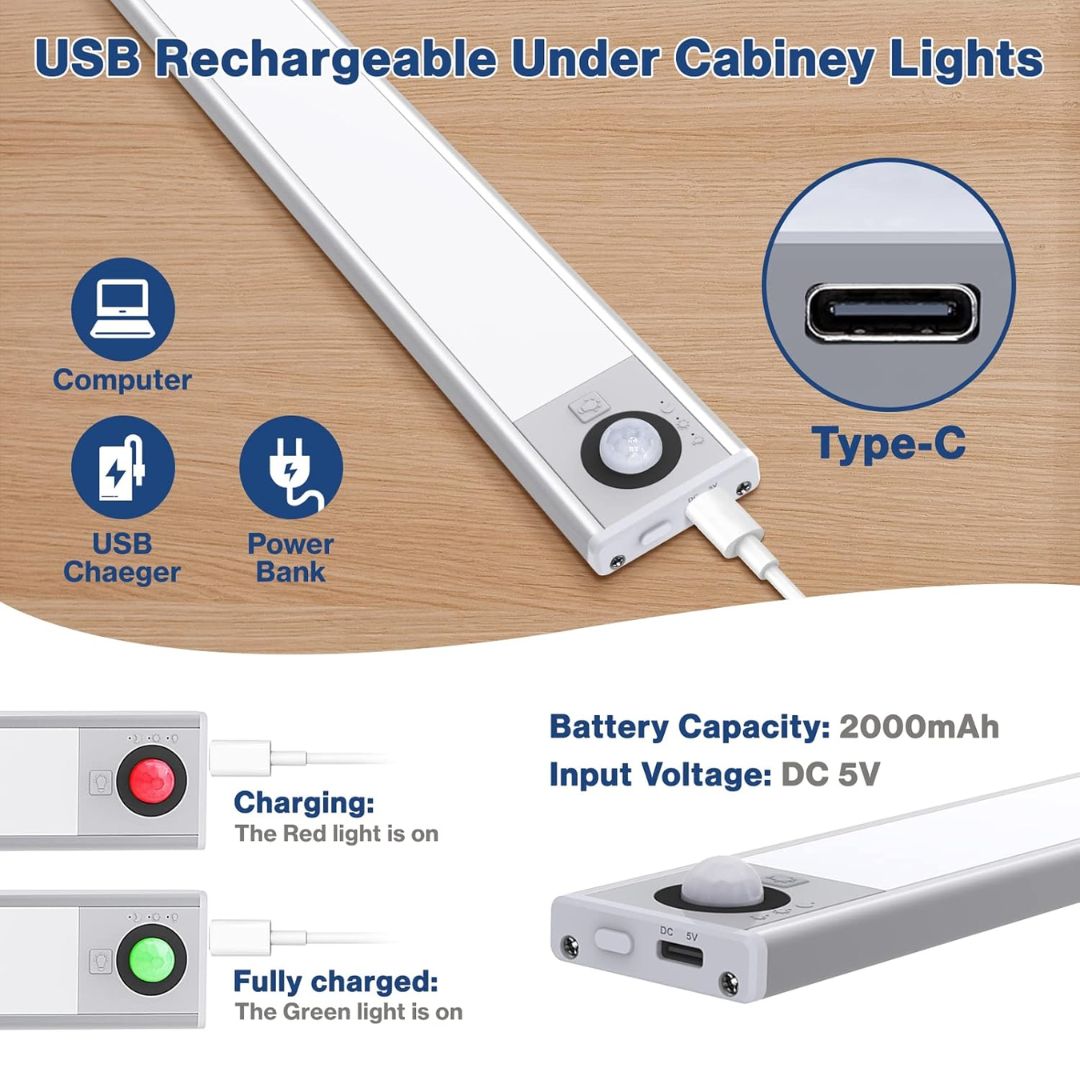 LED PIR Motion Sensor Cabinet With USB Rechargeble