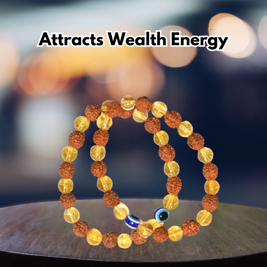 Rudraksha Citrine Crystal Bracelet (BUY 1 GET 1 FREE)