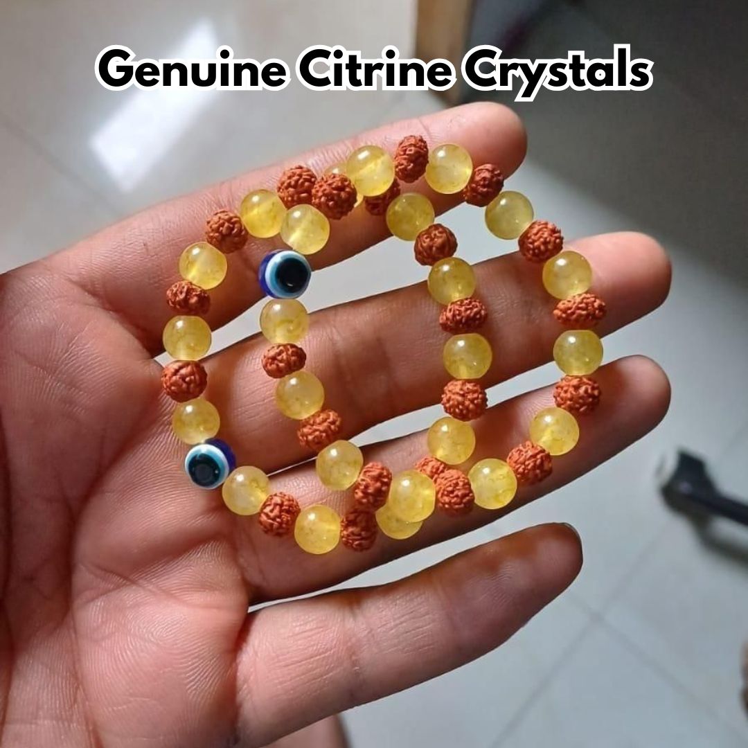 Rudraksha Citrine Crystal Bracelet (BUY 1 GET 1 FREE)