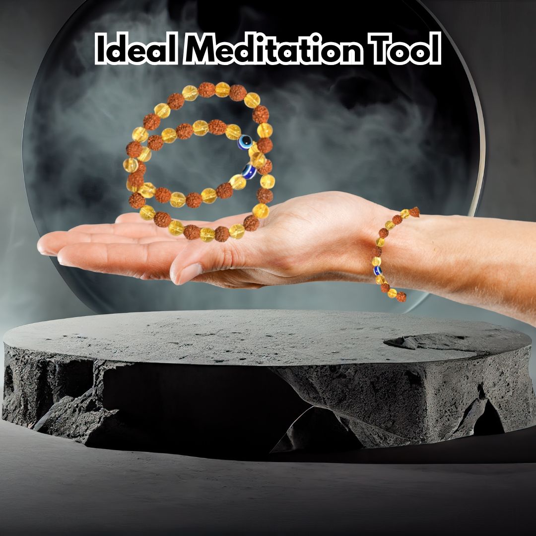 Rudraksha Citrine Crystal Bracelet (BUY 1 GET 1 FREE)